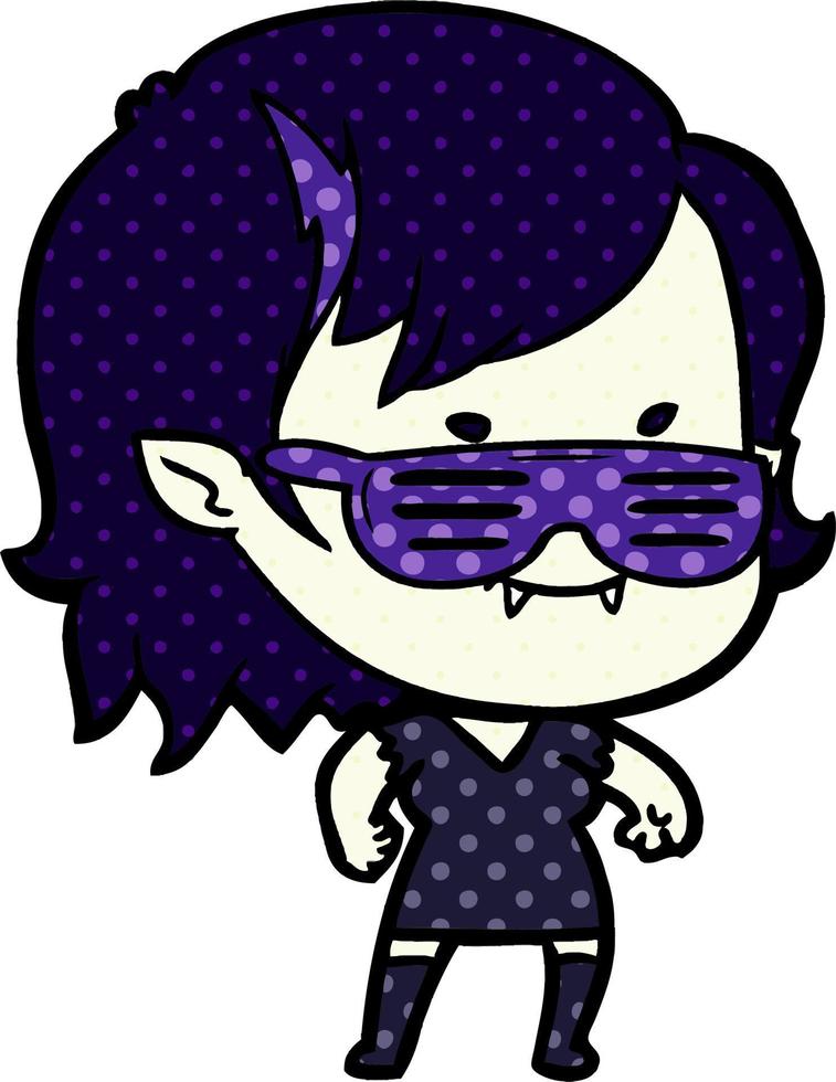 cartoon friendly vampire girl in cool shades vector