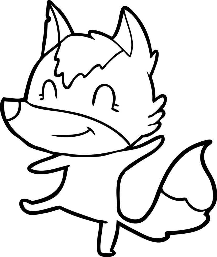 friendly cartoon wolf vector
