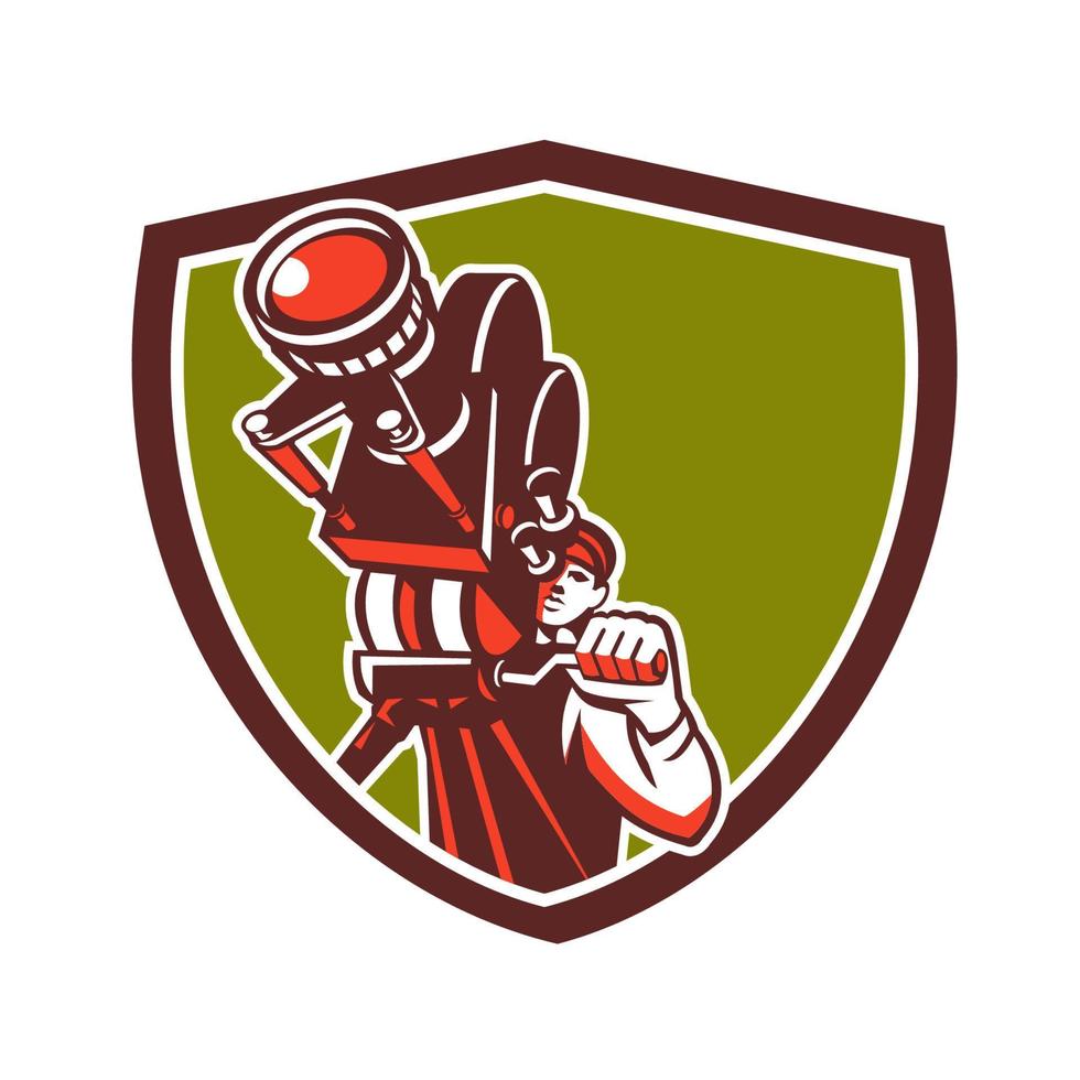 Film Camera Cinematographer Shield Retro vector
