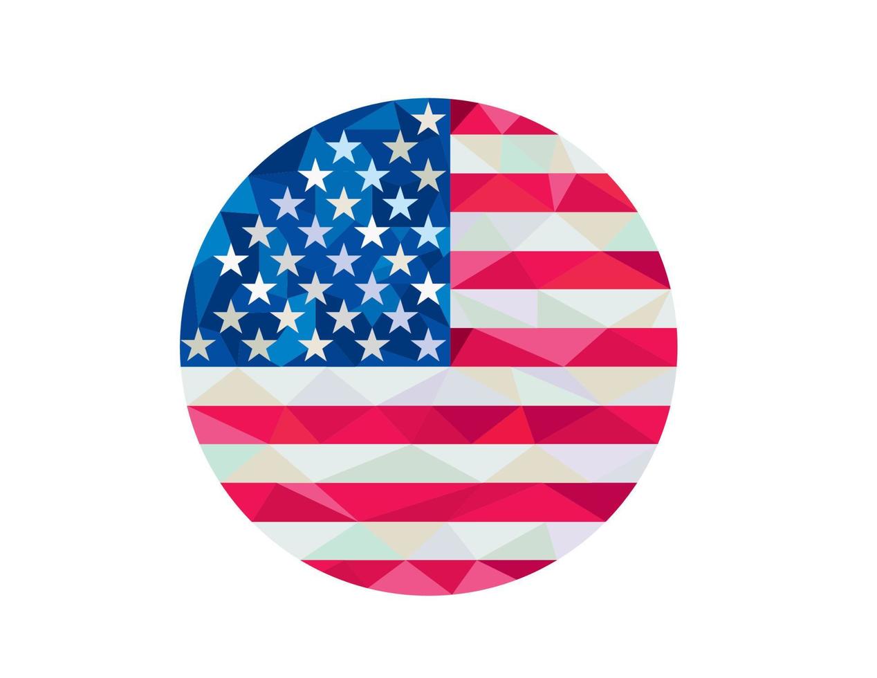 USA Flag Stars and Stripes Circle Low Polygon vector