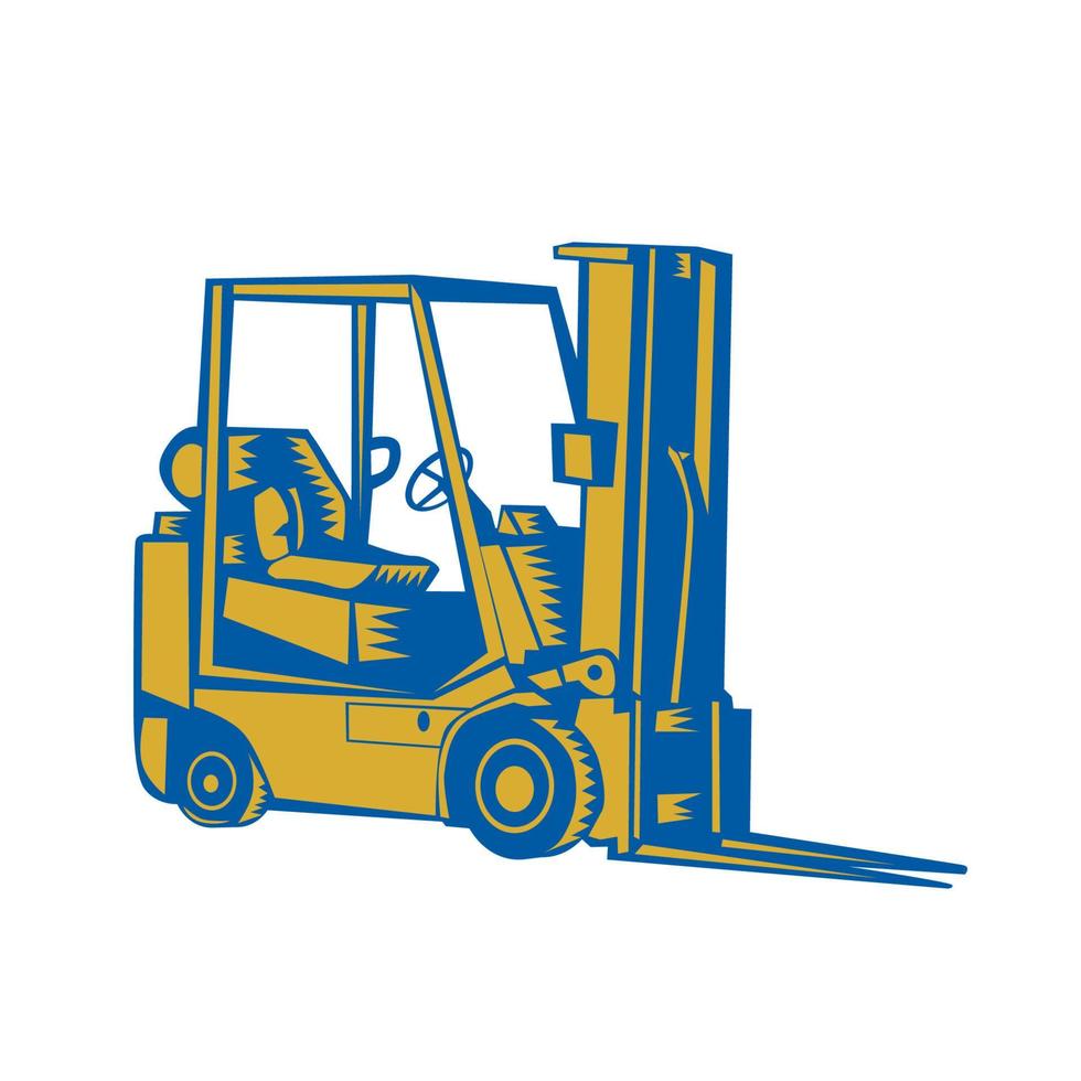 Forklift Truck Side Woodcut vector