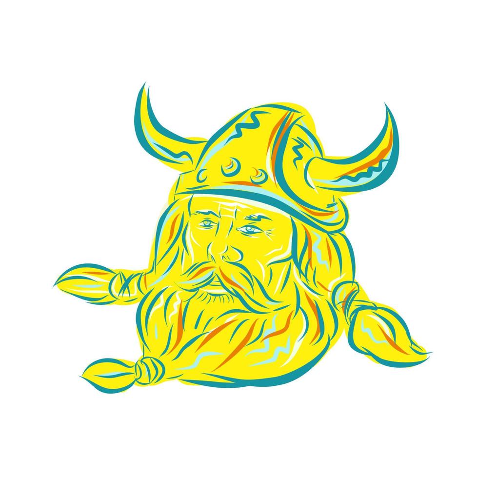 grabado de barba vikinga norseman vector