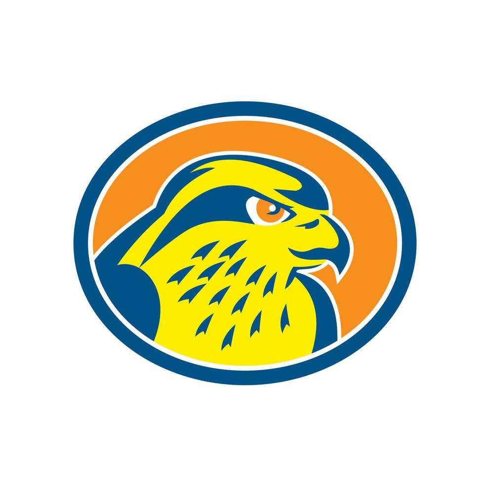 Peregrine Falcon Head Circle Retro vector