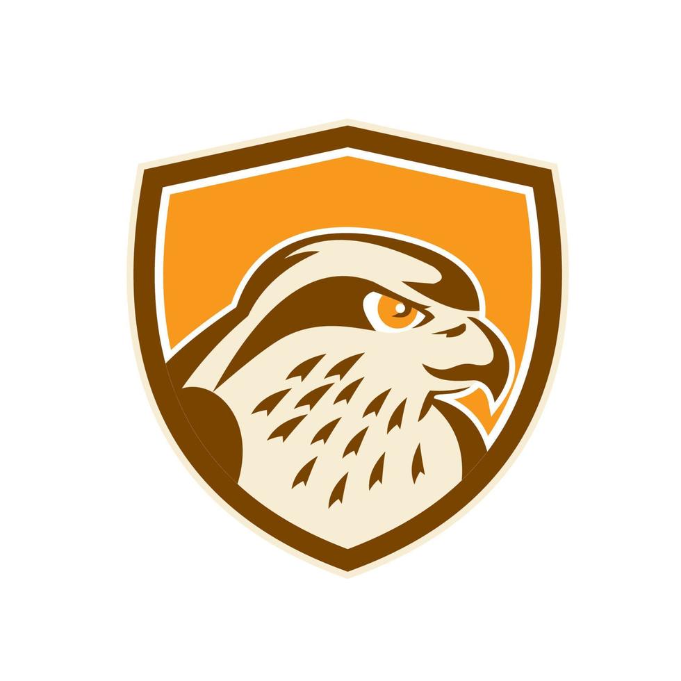 Peregrine Falcon Head Shield Retro vector