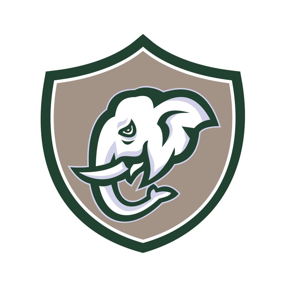 Elephant Head Tusk Side Shield Retro vector