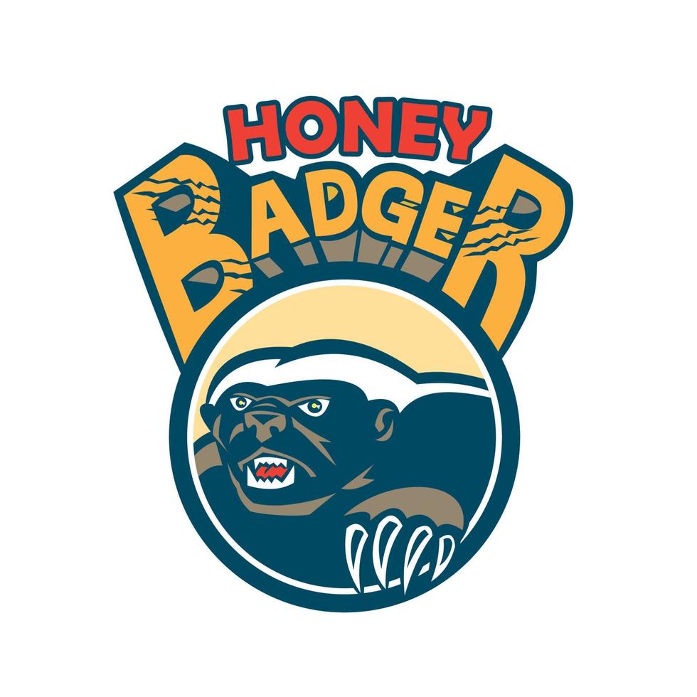 Honey Badger Mascot Claw Circle Retro vector