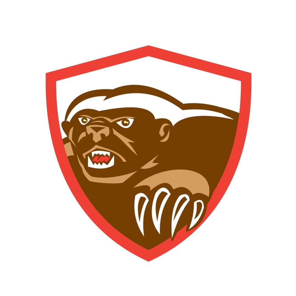 Honey Badger Claws Side Shield Retro vector