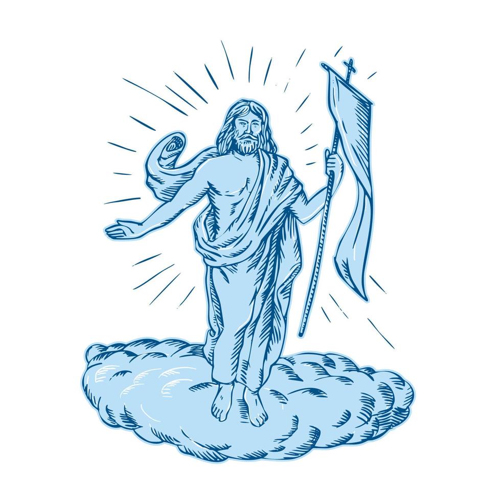 Jesus Christ Resurrection Etching vector