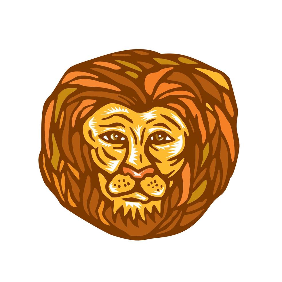 Lion Head Woodcut Linocut vector