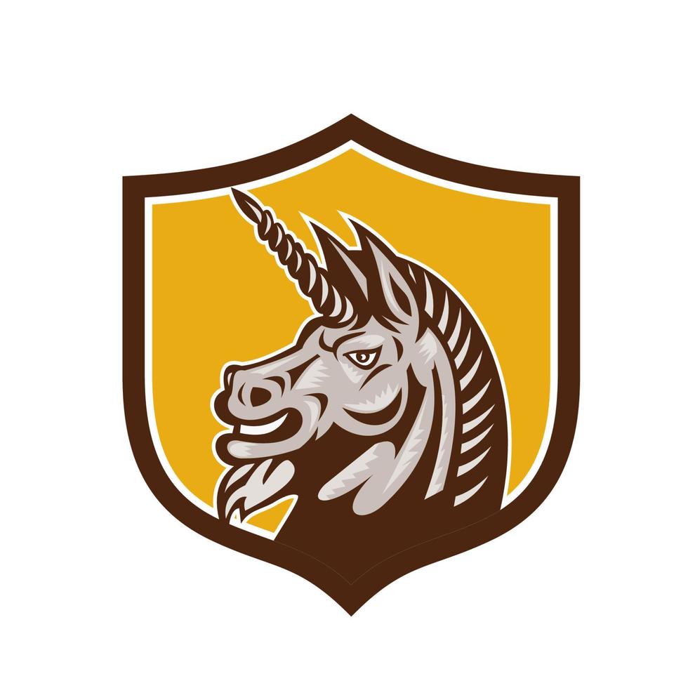 Unicorn Horse Head Side Crest Retro vector