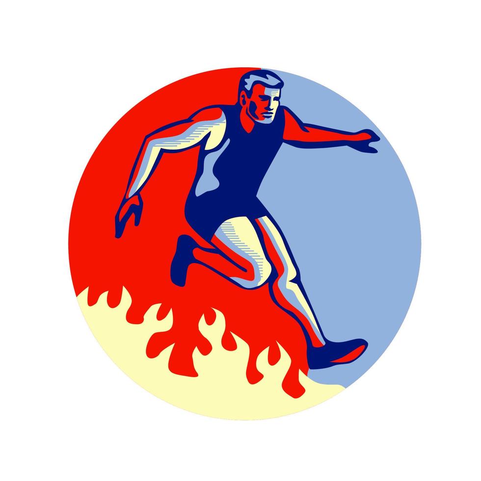 Obstacle Racing Jumping Fire Retro vector