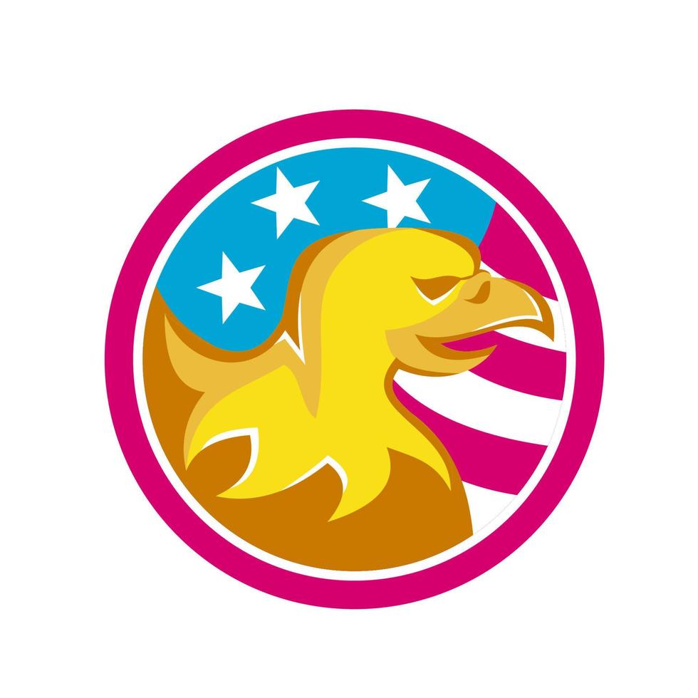 águila calva americana estados unidos bandera círculo retro vector