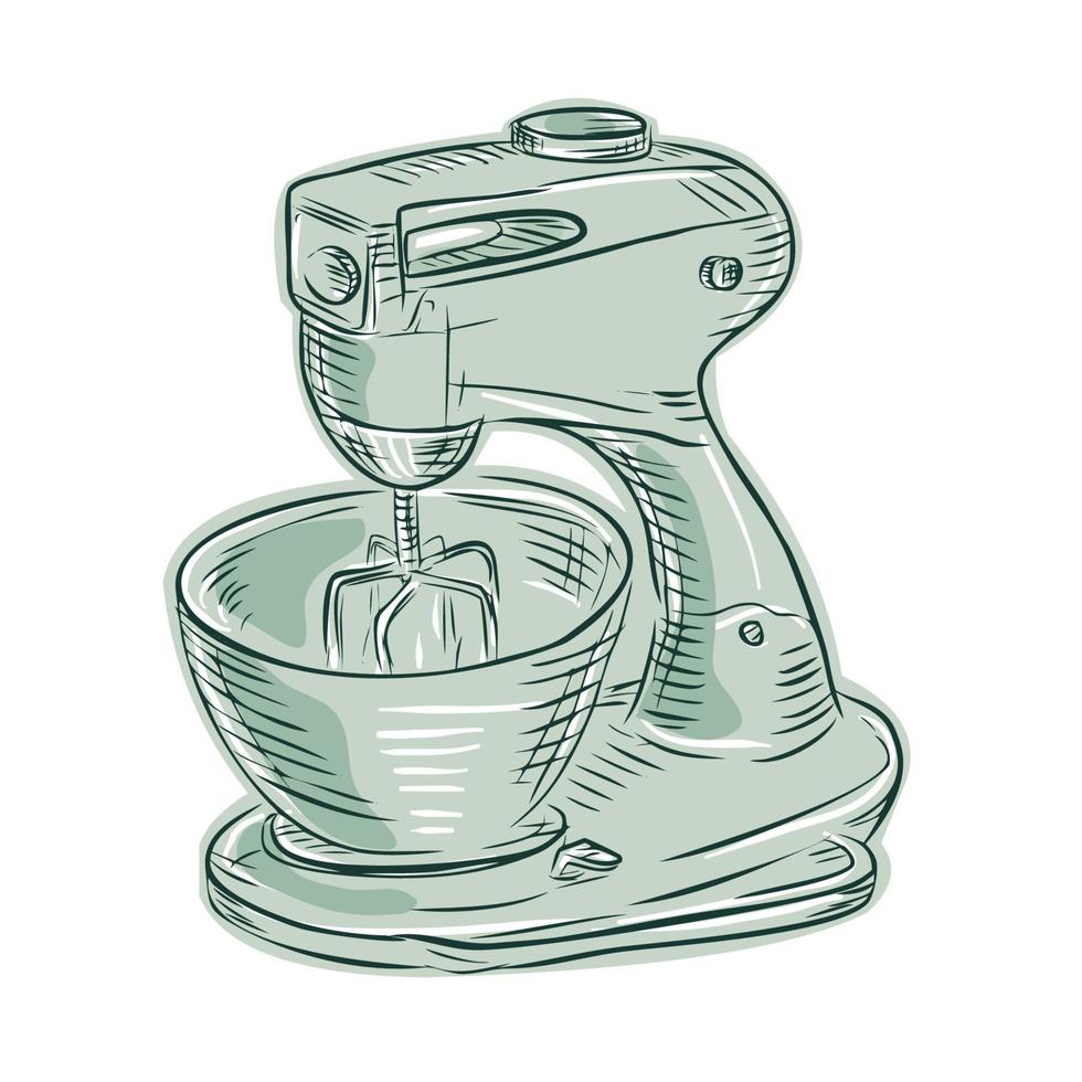 Mezclador de cocina grabado vintage vector