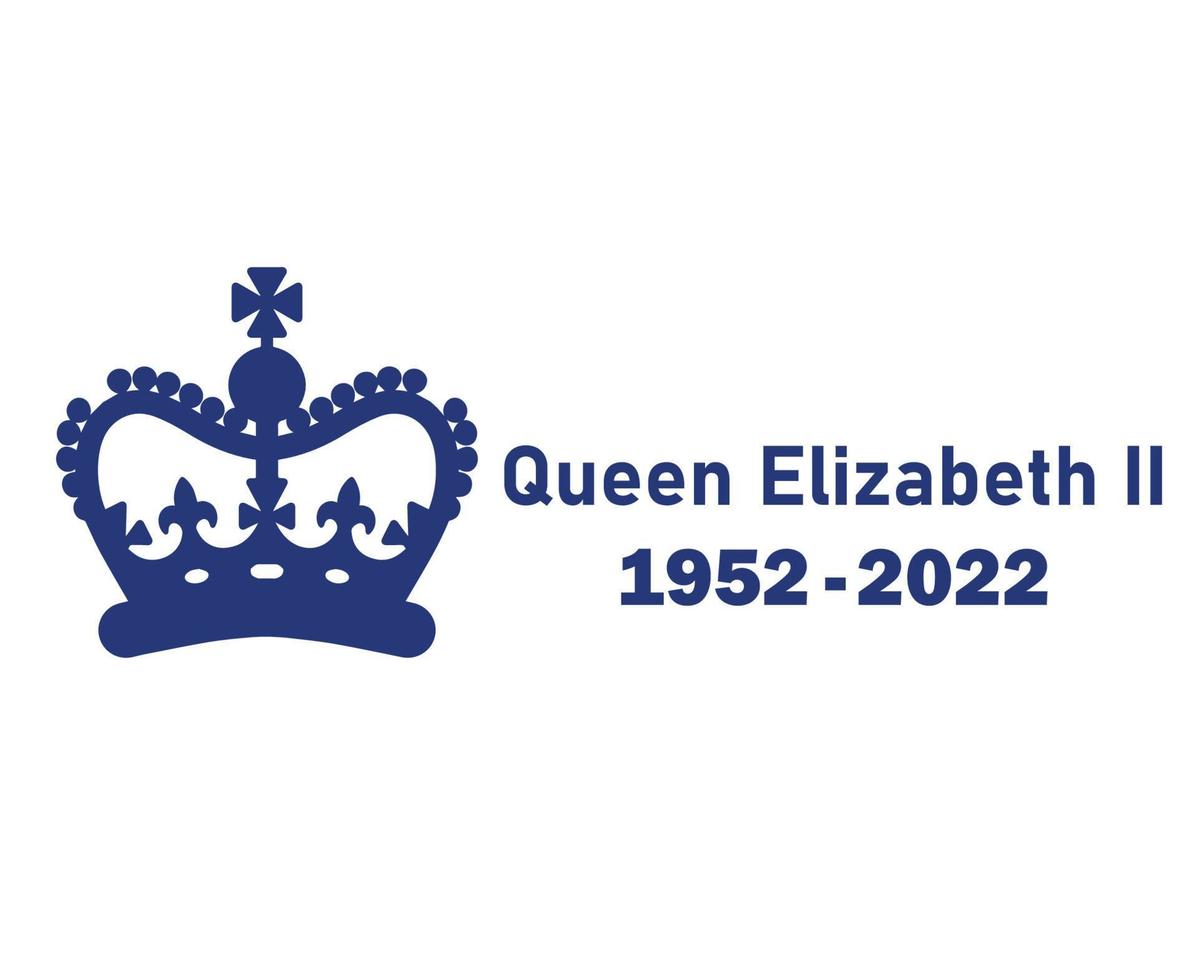 Queen Elizabeth Crown 1952 2022 Blue Symbol Icon Vector Illustration Abstract Design