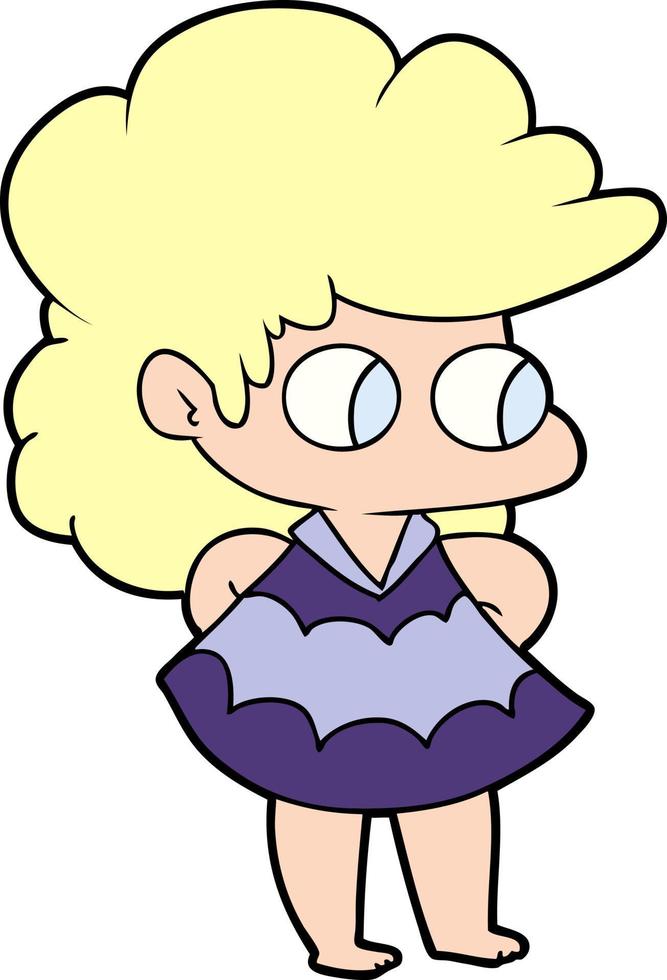 cartoon girl in dress vector