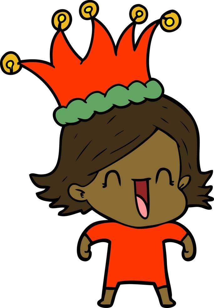 cartoon happy woman vector
