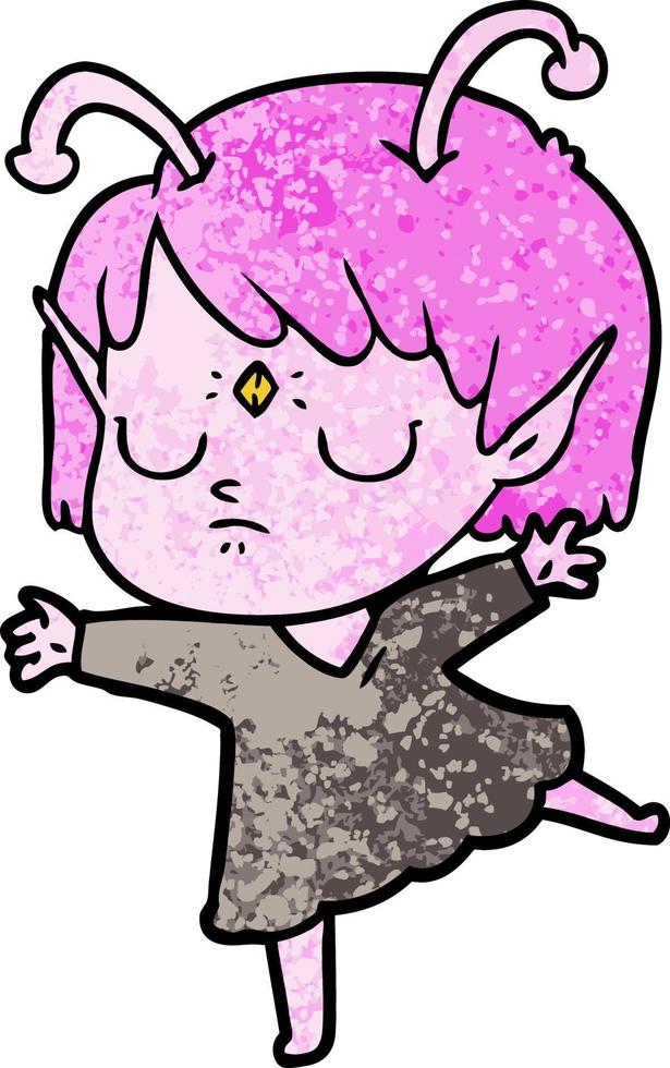 cartoon alien girl vector