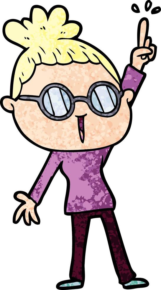 cartoon woman wearing spectacles vector