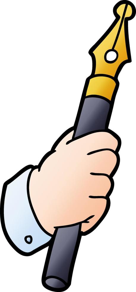 cartoon hand holding fountain pen vector