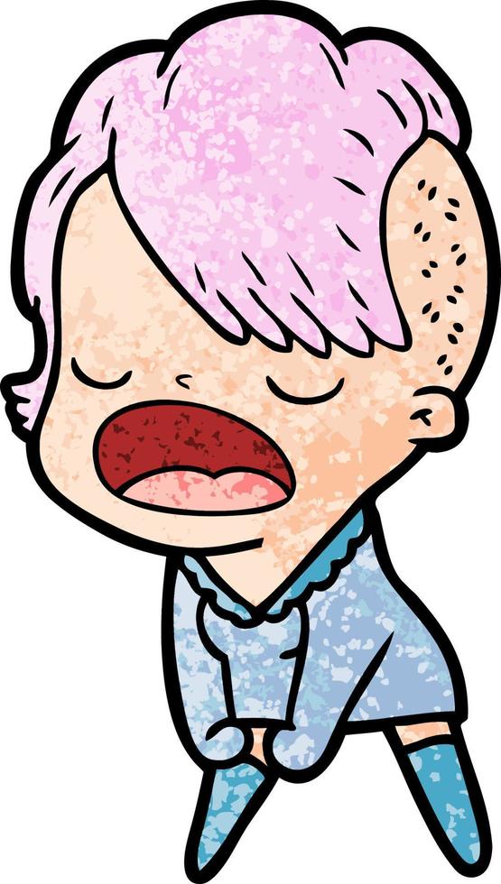 cartoon cool hipster girl talking vector