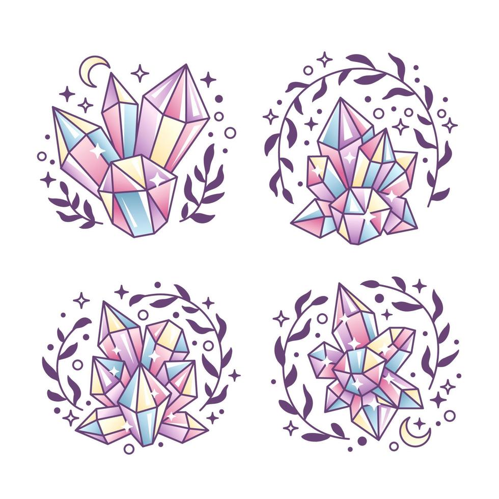 Colorful Hand Drawn Gemstone Elements vector