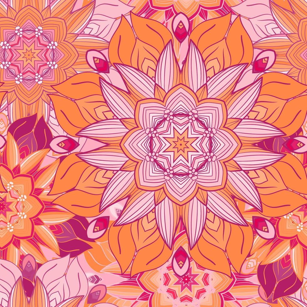 Seamless pattern background with abstract flowers, leaves vector