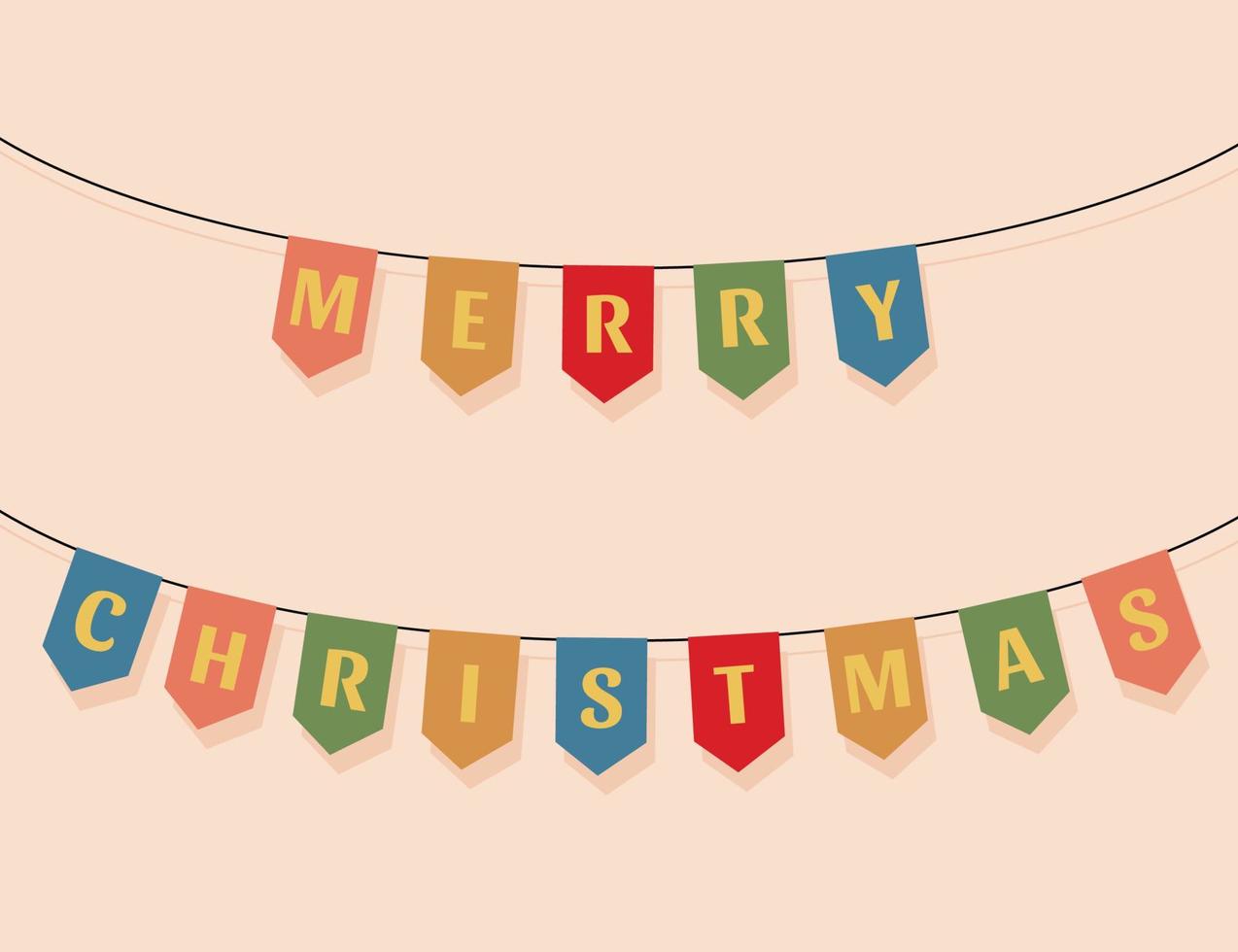 Merry Christmas flag. Colorful set of Christmas decorations. vector