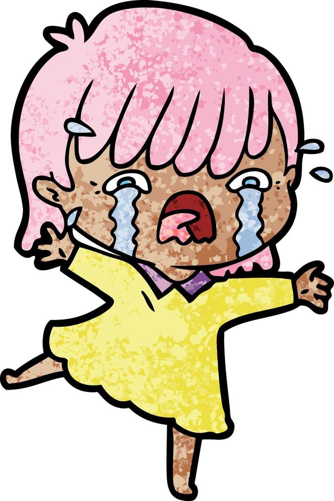 cartoon girl crying vector