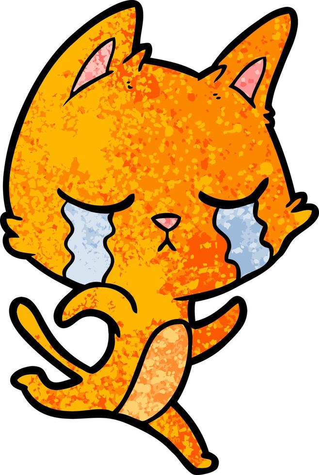 crying cartoon cat vector
