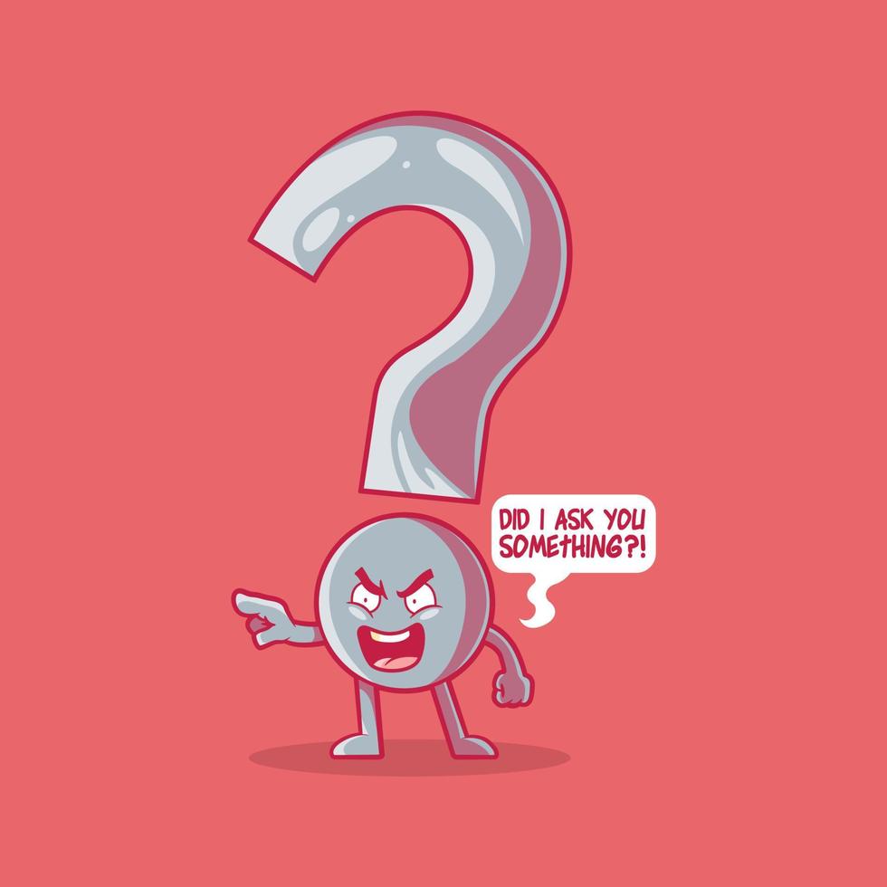 Angry question mark character vector illustration. Doubt, funny ...