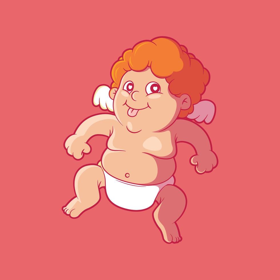 Cute little angel character vector illustration. Funny, love, romance design concept.