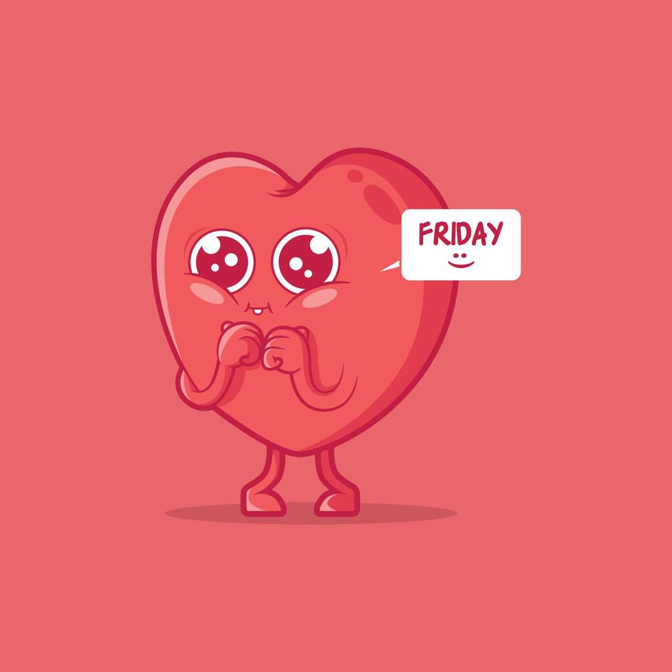 Happy Cute Heart character vector illustration. Funny, inspiration, holiday design concept.