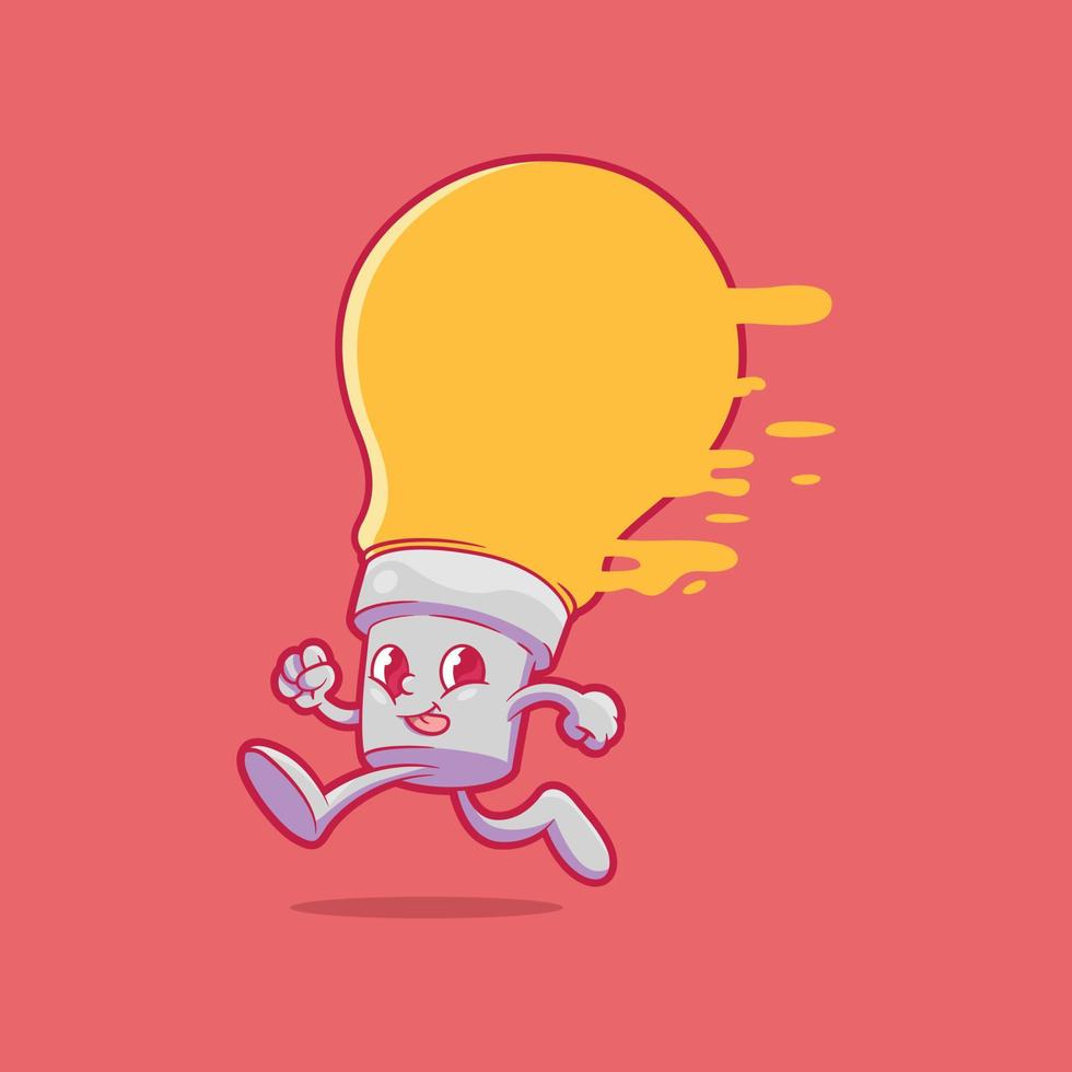 Lightbulb character running vector illustration. Intelligence, technology, creative design concept.