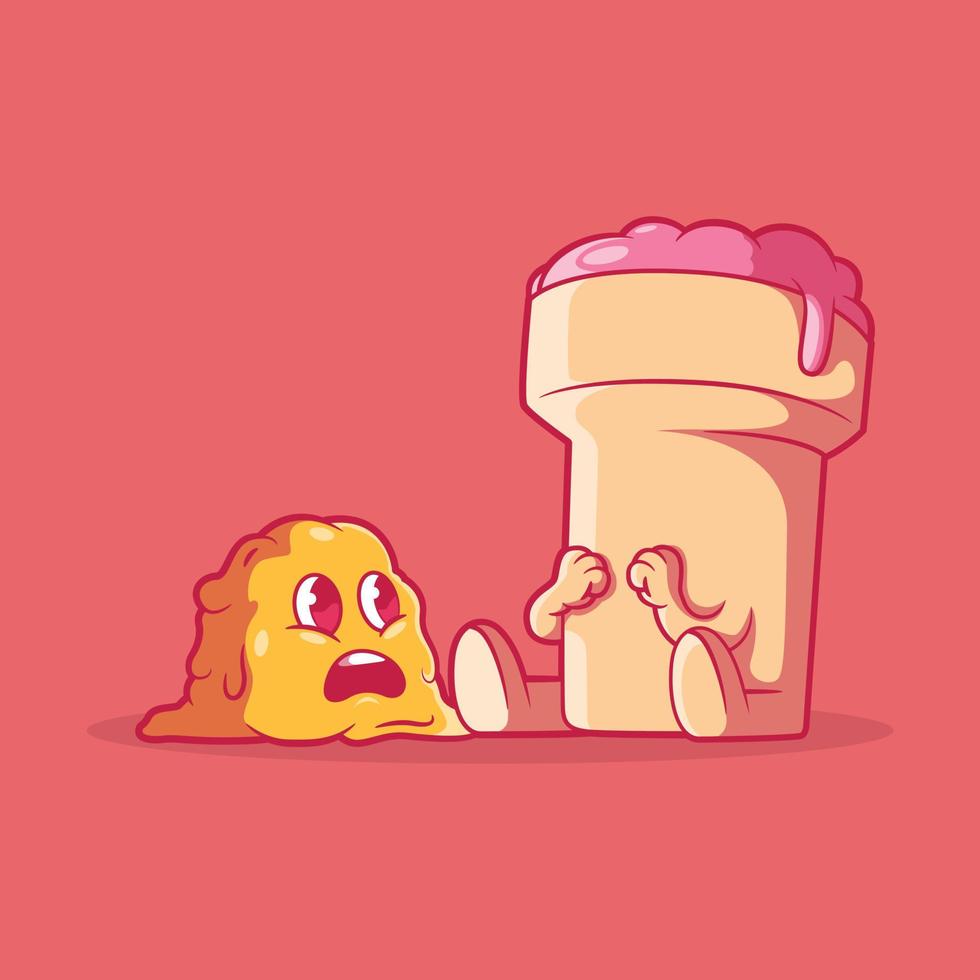 Ice-cream character lost his head vector illustration. Funny, food, imagination design concept.