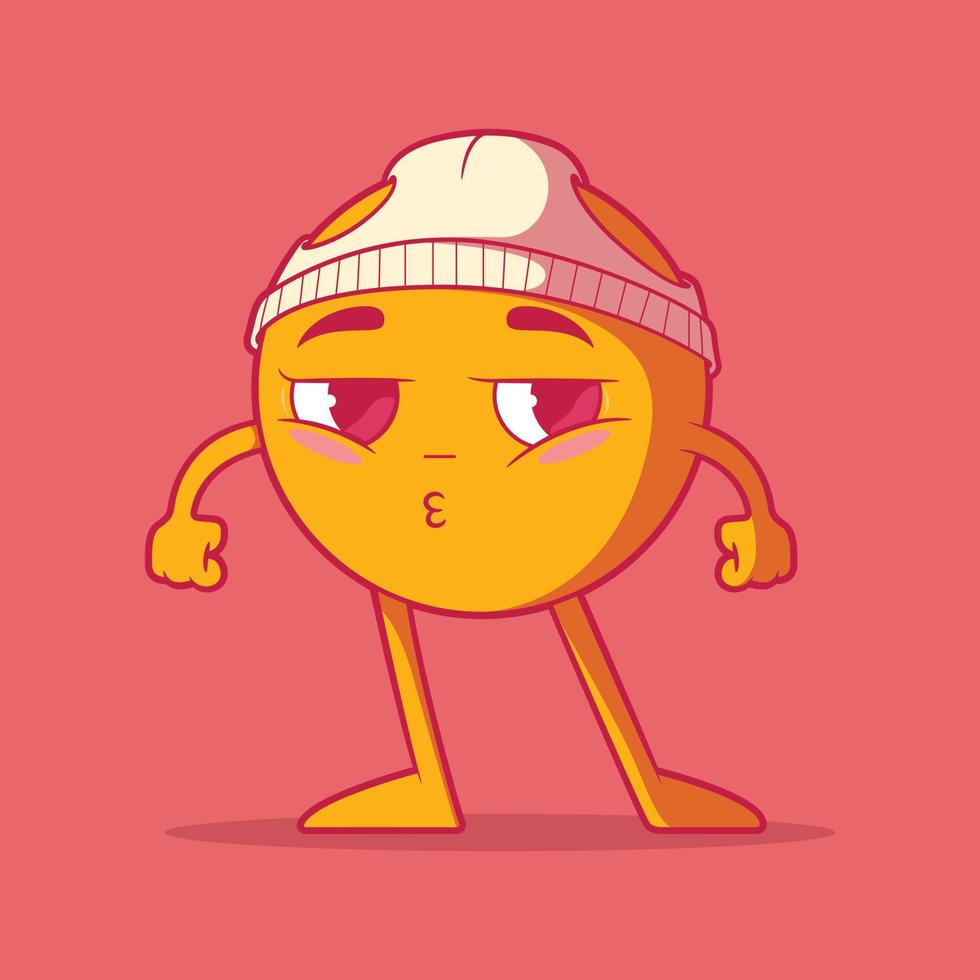 Yellow emoji character in a pose vector illustration. Funny, sharing, social design concept.