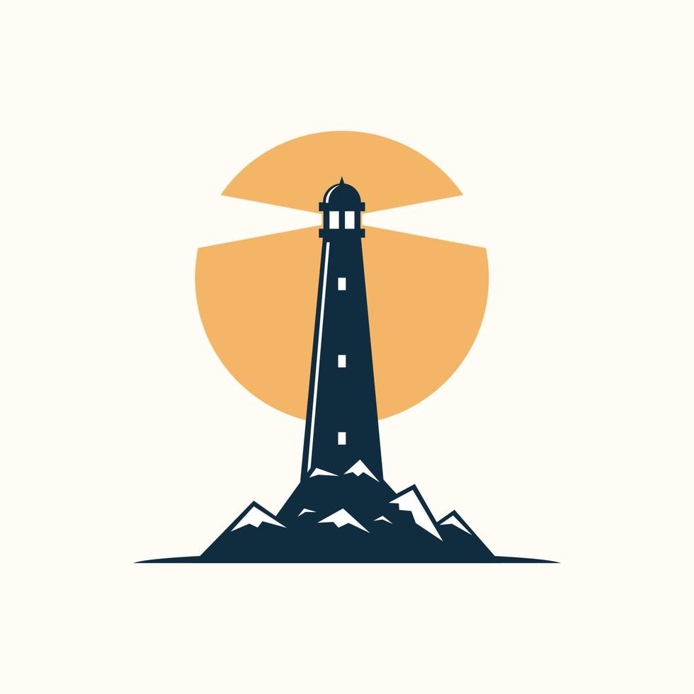 Lighthouse with Moon Logo Template vector