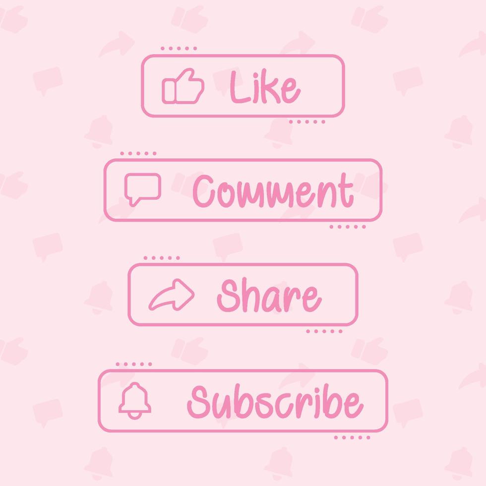 icono de botón de suscripción divertido en estilo rosa estético vector