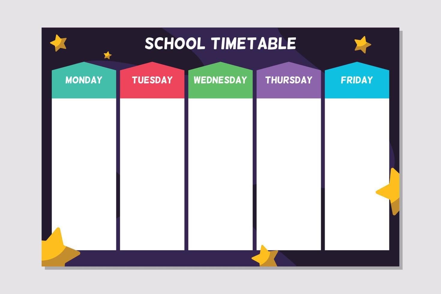 fondo de galaxia de plantilla de horario de regreso a la escuela vector