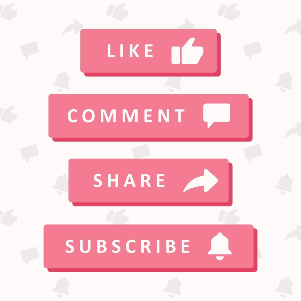 Cute Pink Subscribe button icon vector