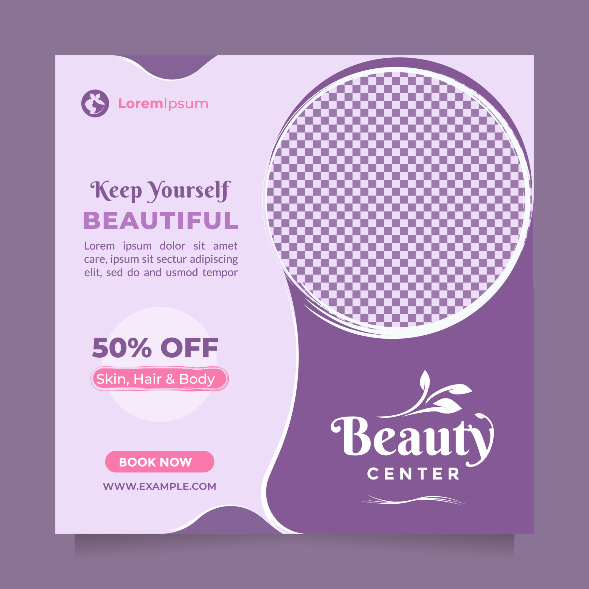 Beauty care service concept social media post and banner template. Creative  promotion design concept of professional hair spa, hair mask, hair style,  cosmetic sale or promotion, skin treatment, etc 12392174 Vector Art