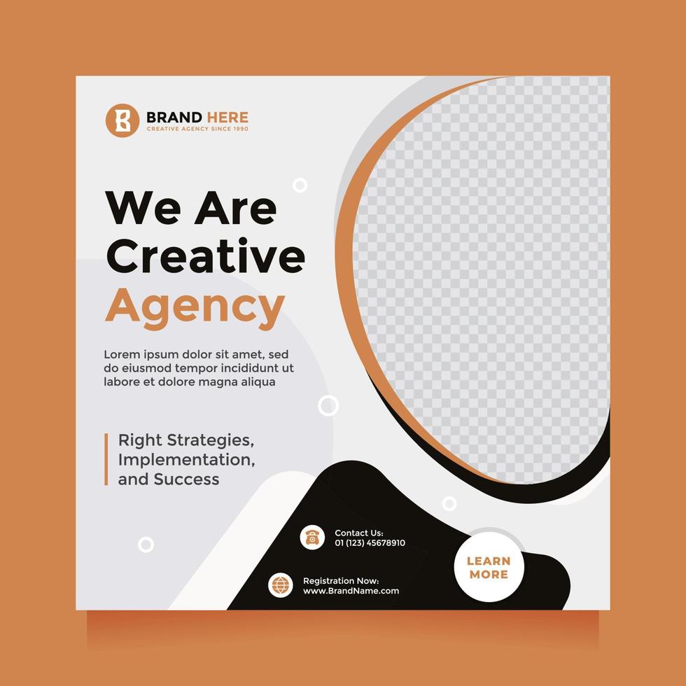 Trendy and clean design creative agency template social media post and banner promotion vector