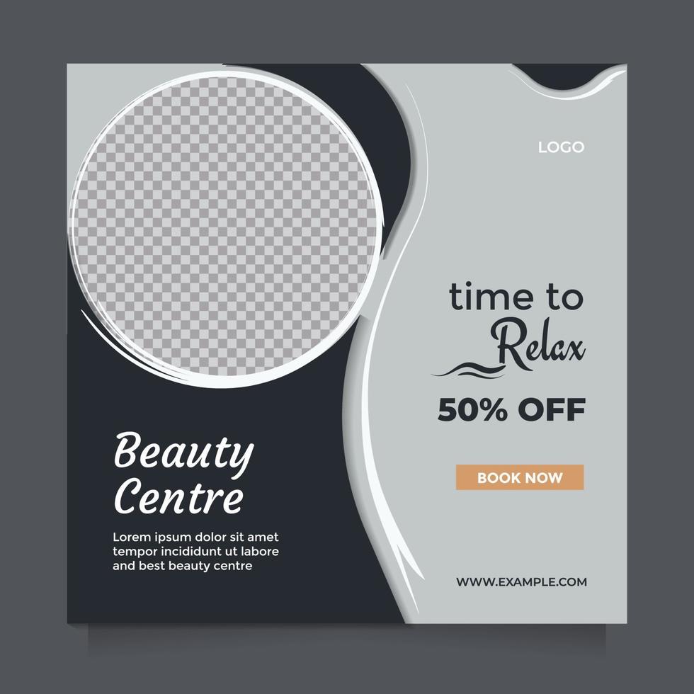 Beauty center template social media post and banner promotion. Beautiful square vector design to promote skin care, makeup, hair care, beauty spa salon, beautician, natural product, etc