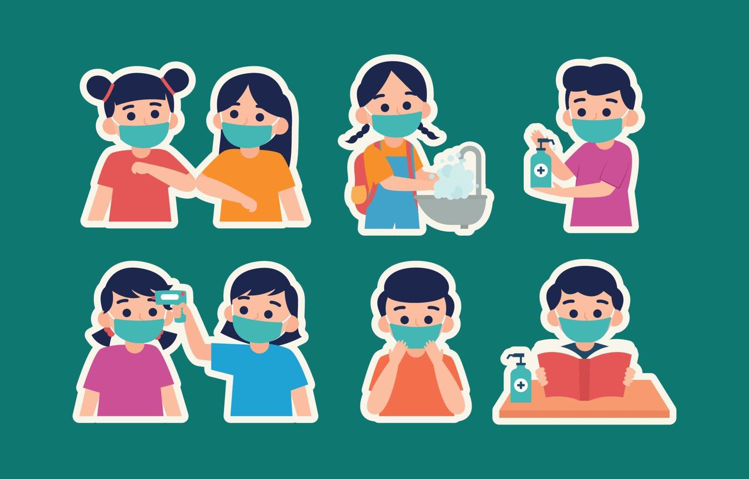 New Normal Back To School Sticker Collection vector