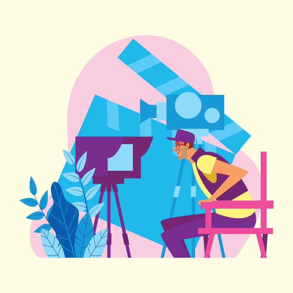 Film Director with Preview Monitor vector