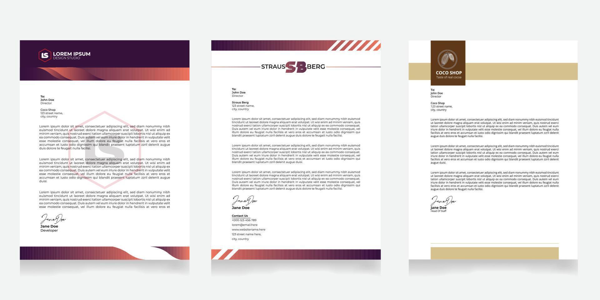 corporate modern letterhead design template. creative modern letterhead design template for your project. letter head, letterhead, business letterhead design. vector