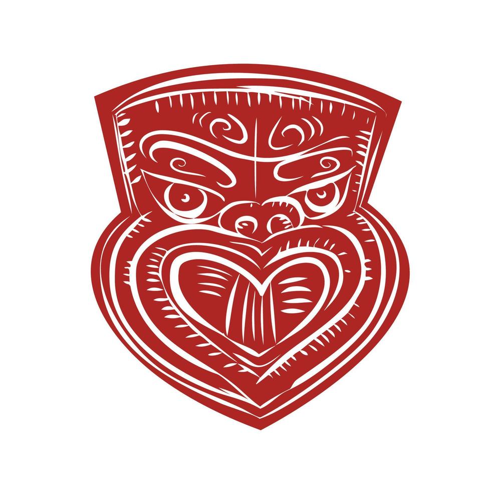 Maori Mask Etching vector