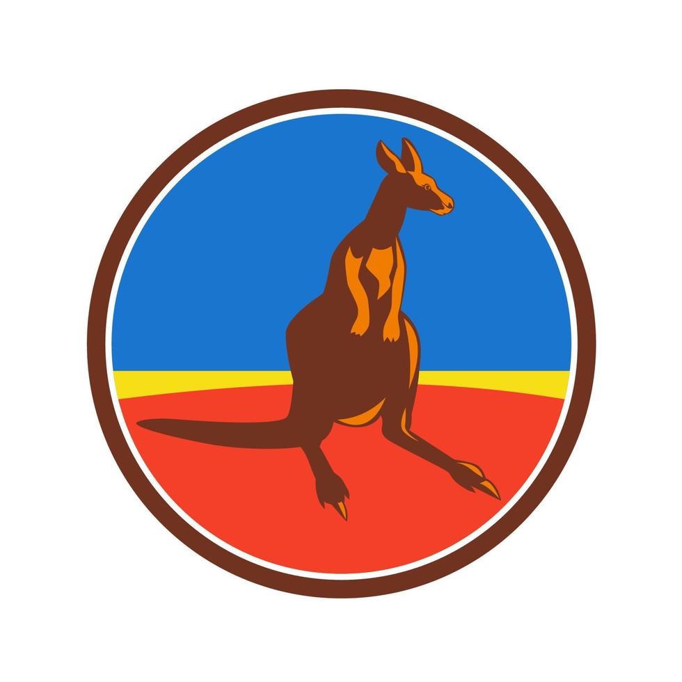 Kangaroo Circle Retro vector