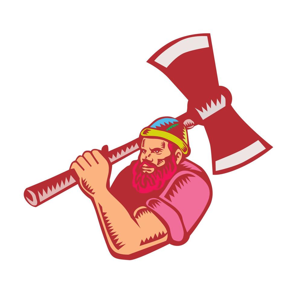 Lumberjack Axe Woodcut vector