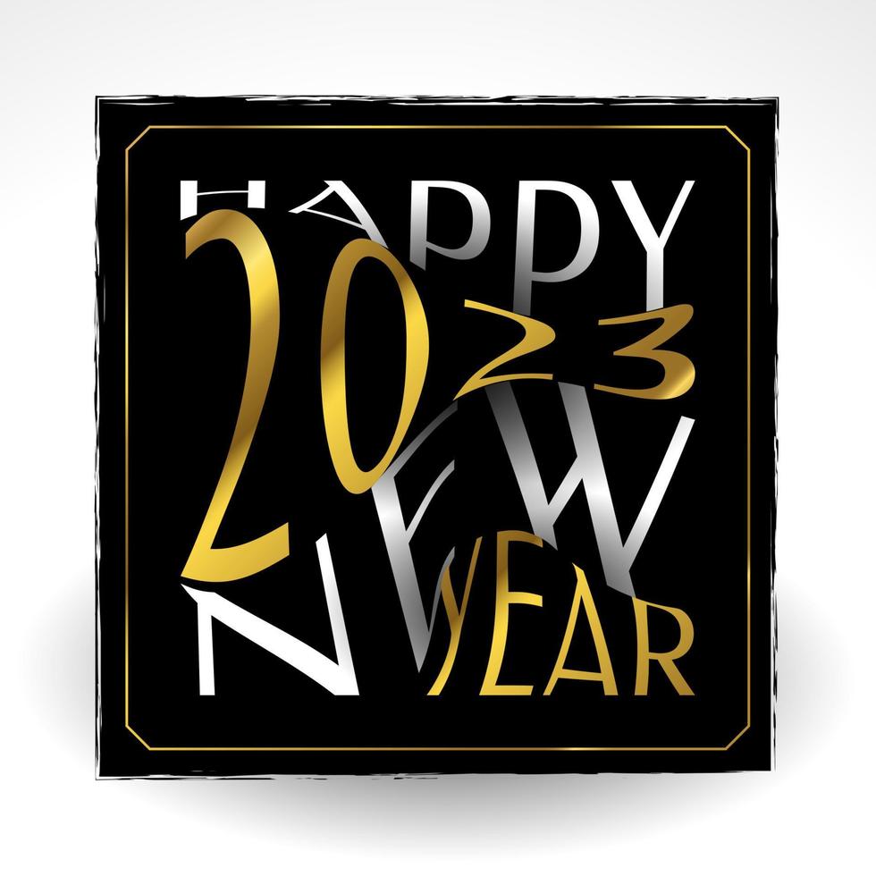 Happy New Year 2023 Poster. New Year 2023 Typography With Paper Style in White and Gold Concept. Usable for Celebration, Banner, Poster, Card, Cover and Social Media Post Template vector