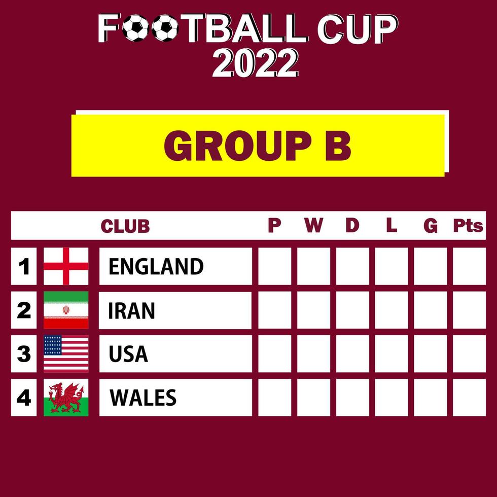 copa de fútbol 2022 qatar grupo b vector de diseño de plantilla permanente